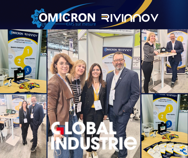 Stand OMICRON et Rivinnov au salon GLOBAL INDUSTRIE 2026 à Paris Villepinte, espace CAP’TRONIC